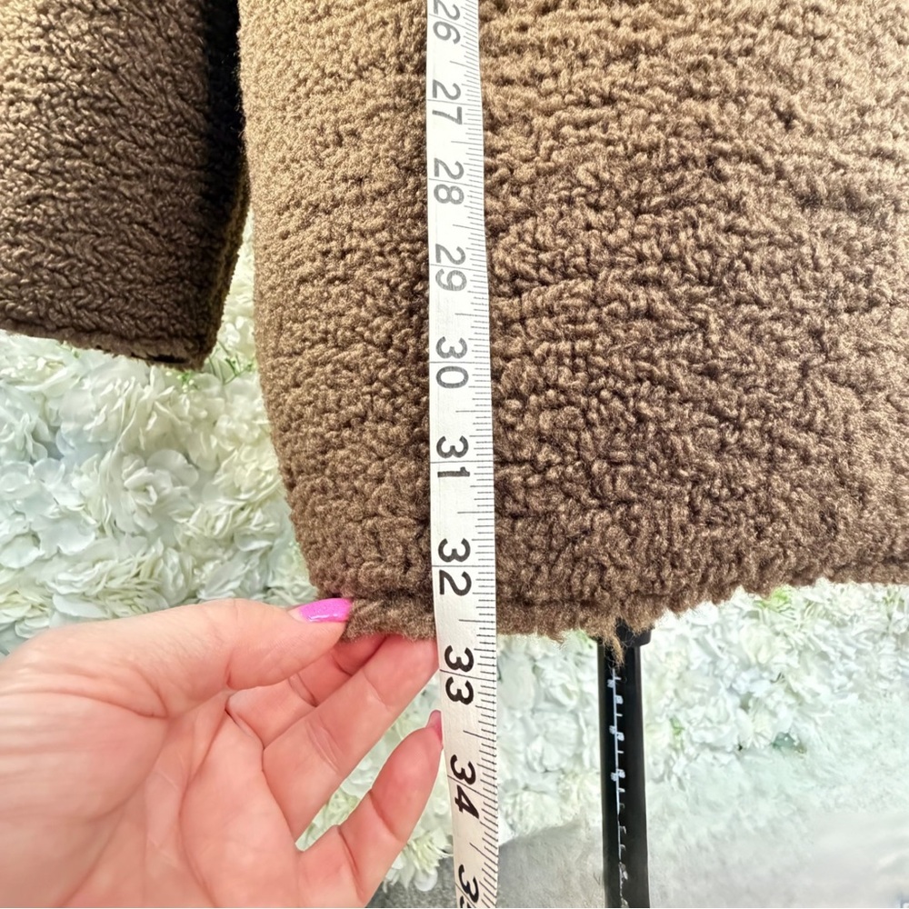 PrettyGarden Brown Teddy Sherpa Coat Jacket Large Soft Cozy Pockets - Picture 8 of 10